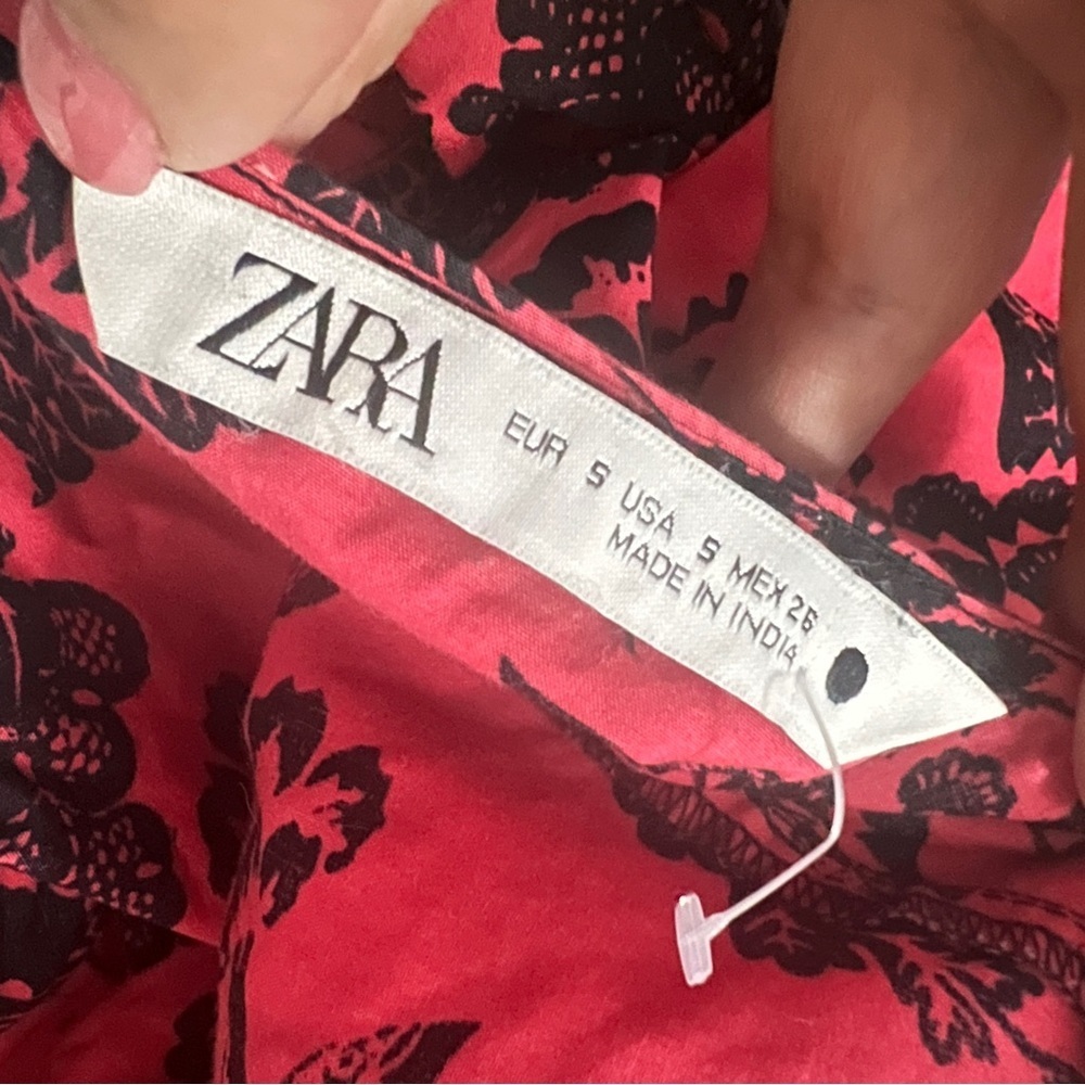 Zara Blogger Maxi Dress Red Floral Embroidered Beaded Sequins Balloon Sleeve NEW - Picture 12 of 12